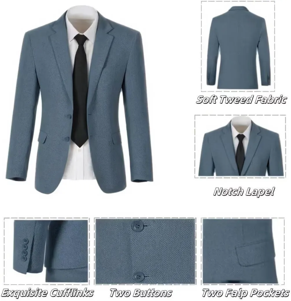 Kids Blazers for Boys Suit Blazer Tweed Herringbone Retro Tuxedo Boys' Fashion Homecoming