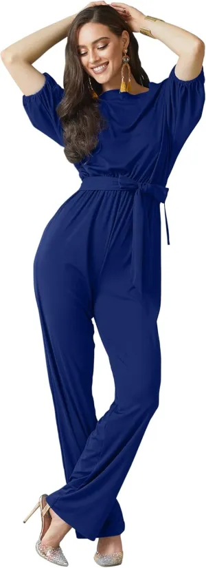 KOH KOH Womens One Off Shoulder Short Sleeve Piece Jumpsuit Pant Suit Romper