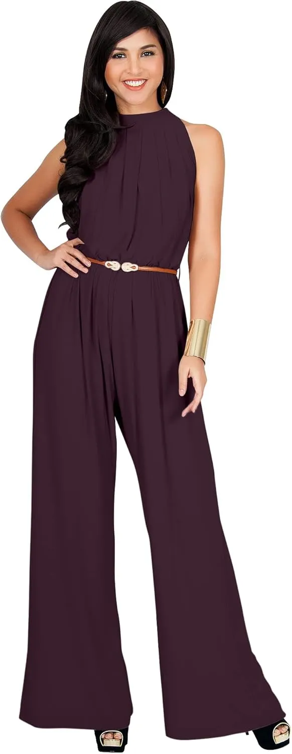 KOH KOH Womens Sexy Sleeveless Wide Leg Pants Cocktail Pantsuit Jumpsuit Romper