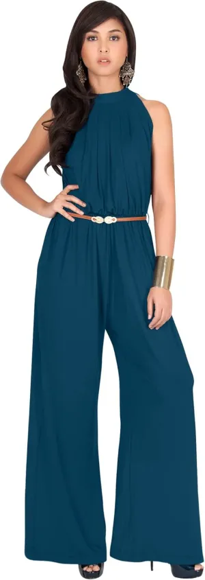 KOH KOH Womens Sexy Sleeveless Wide Leg Pants Cocktail Pantsuit Jumpsuit Romper
