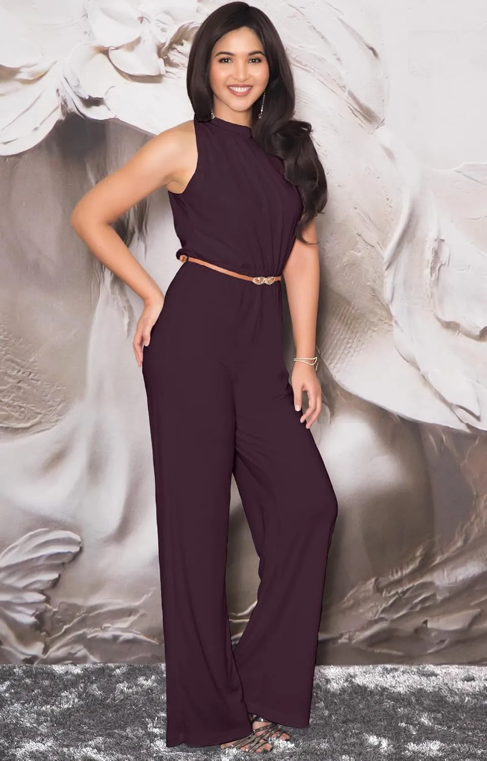 KOH KOH Womens Sexy Sleeveless Wide Leg Pants Cocktail Pantsuit Jumpsuit Romper