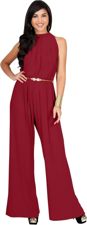 KOH KOH Womens Sexy Sleeveless Wide Leg Pants Cocktail Pantsuit Jumpsuit Romper