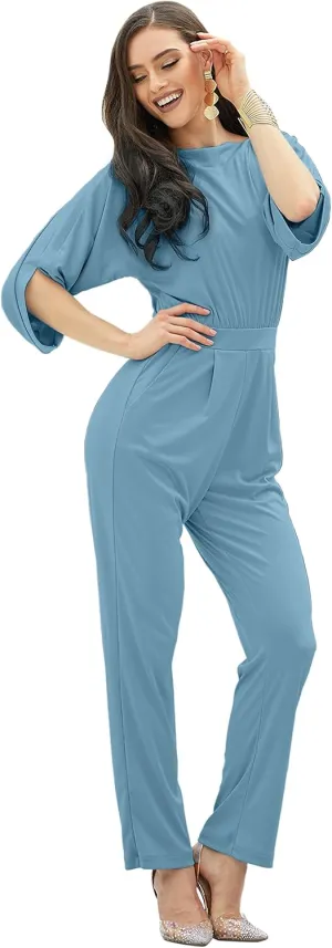 KOH KOH Womens Short Sleeve Sexy Semi Formal Cocktail One Piece Jumpsuit Romper