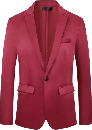 Lars Amadeus Formal Blazer for Men's One Button Peak Lapel Wedding Prom Sports Coat