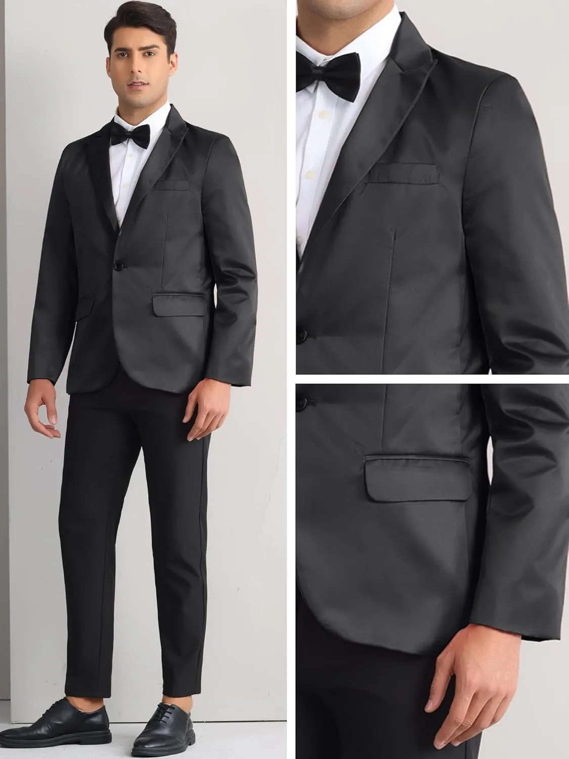 Lars Amadeus Formal Blazer for Men's One Button Peak Lapel Wedding Prom Sports Coat