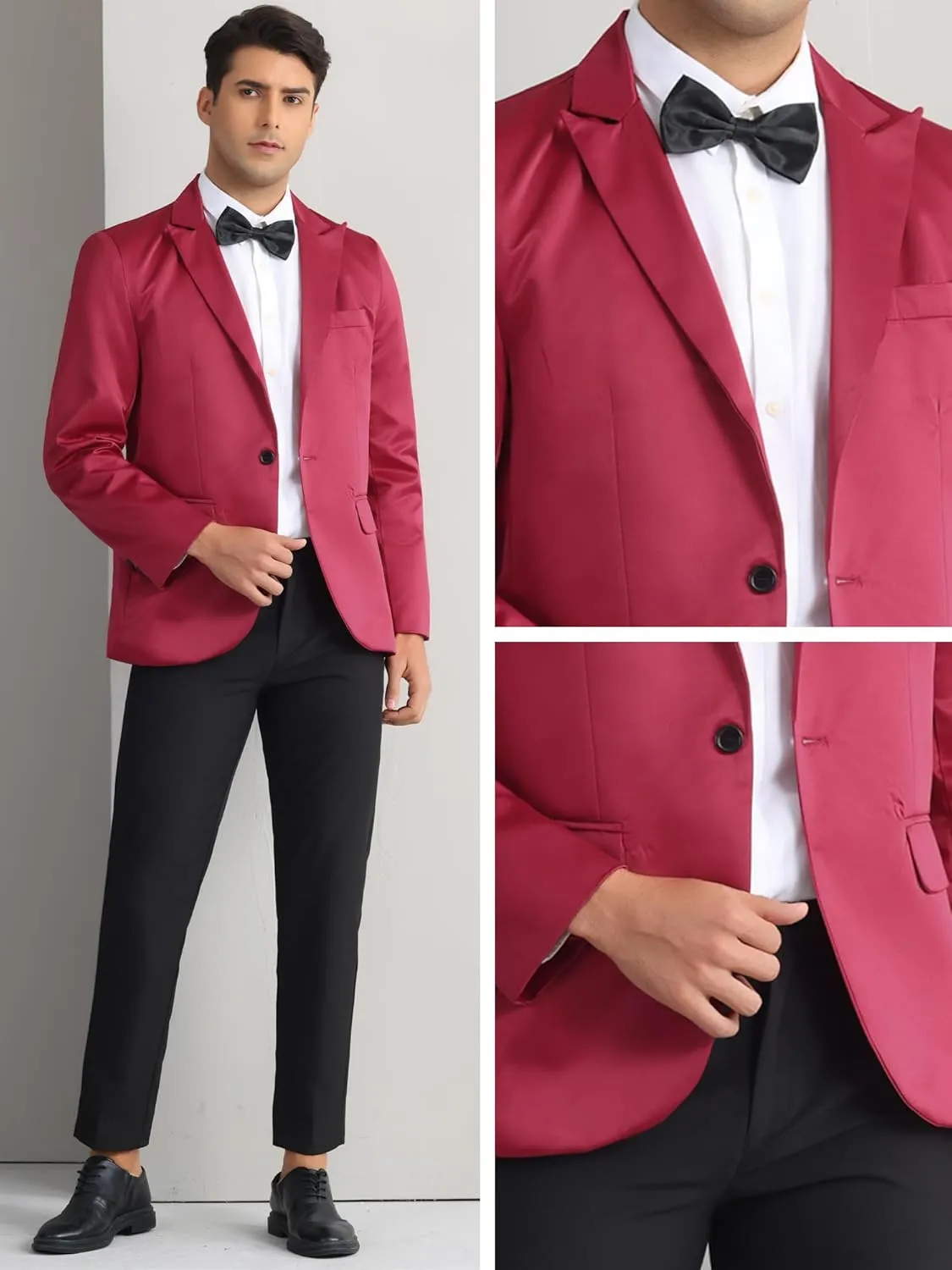 Lars Amadeus Formal Blazer for Men's One Button Peak Lapel Wedding Prom Sports Coat