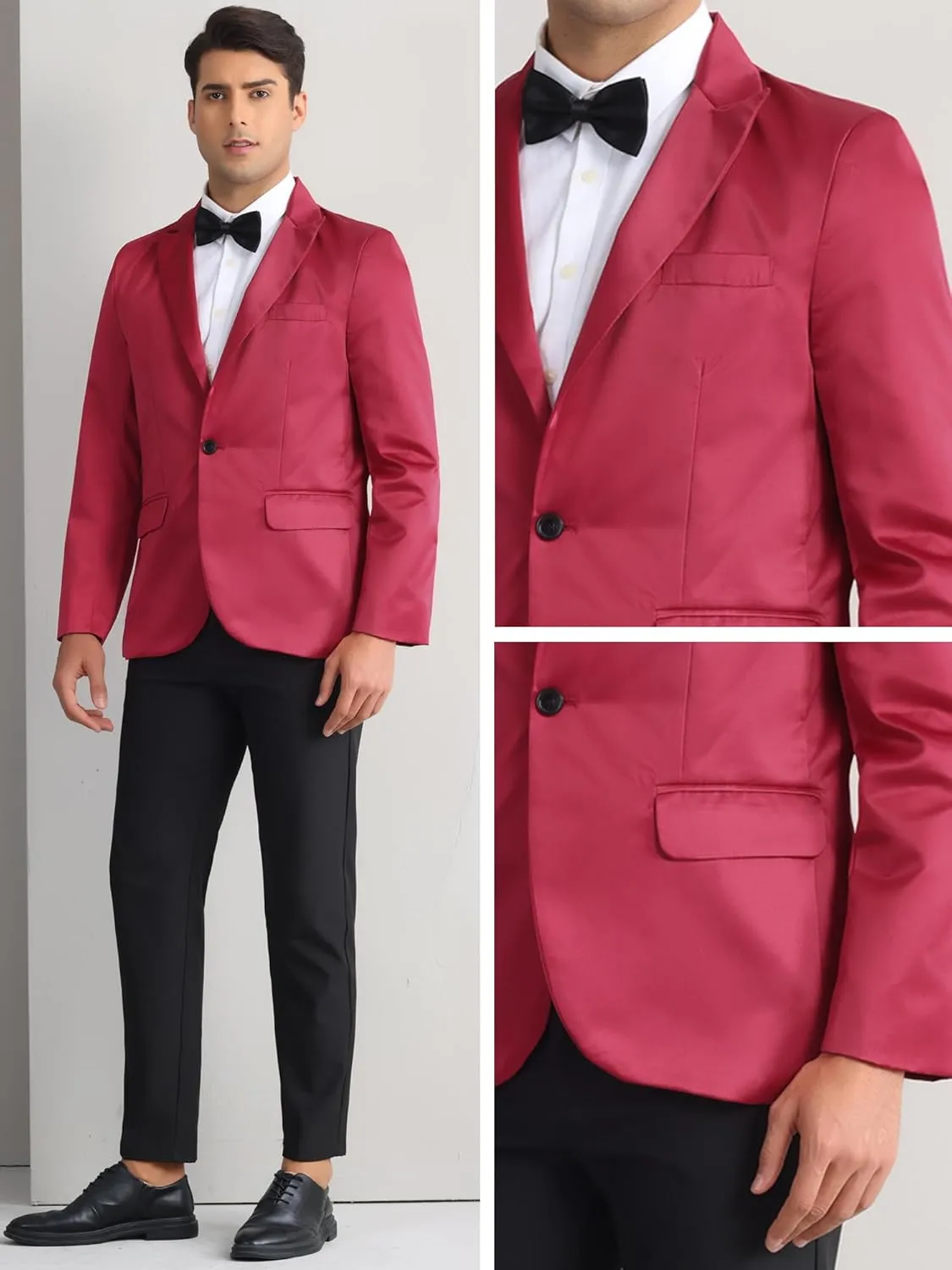Lars Amadeus Formal Blazer for Men's One Button Peak Lapel Wedding Prom Sports Coat