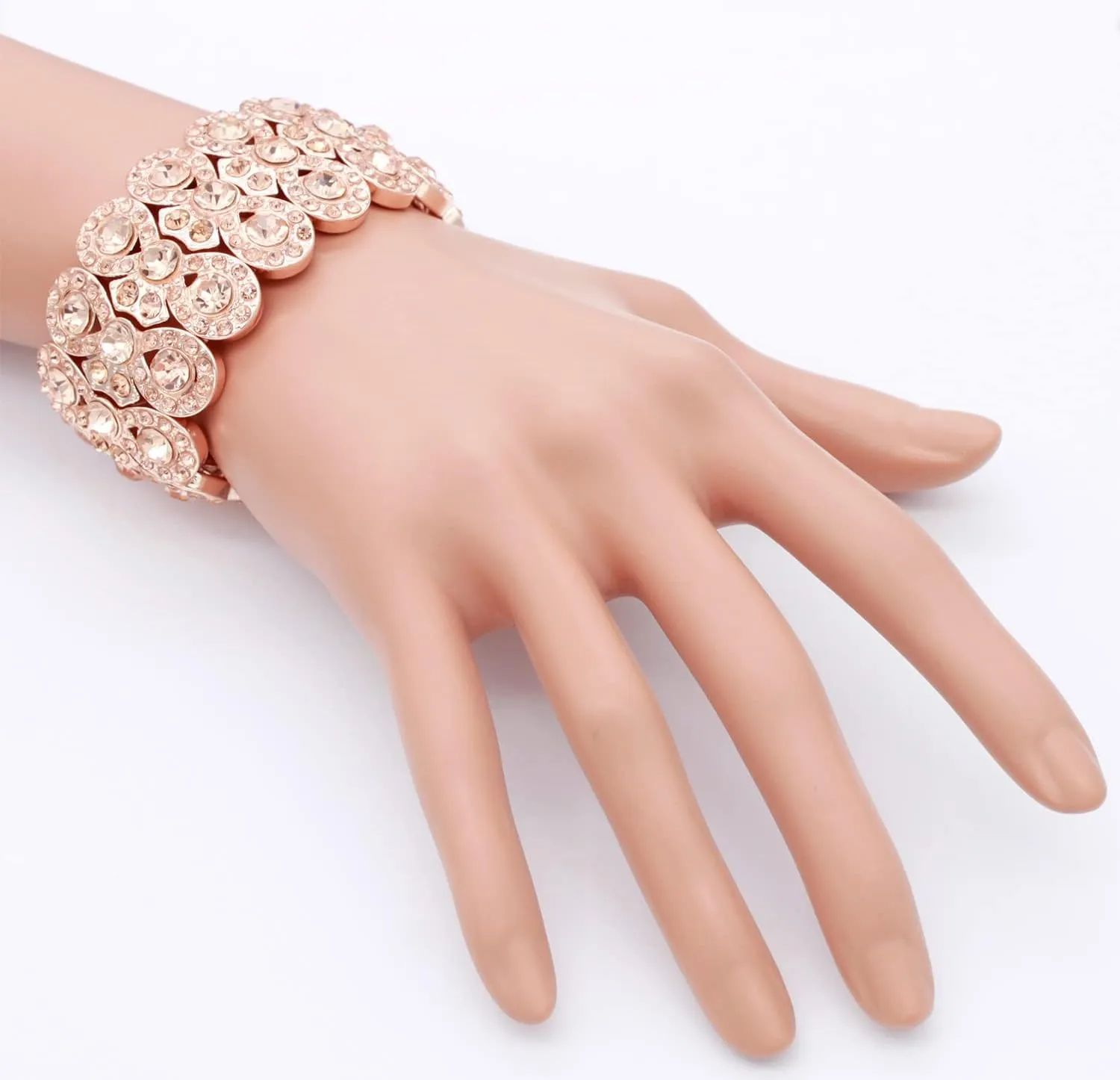 Lavencious Infinity Shape Rhinestone Stretch Bracelet Evening Party Jewelry 7