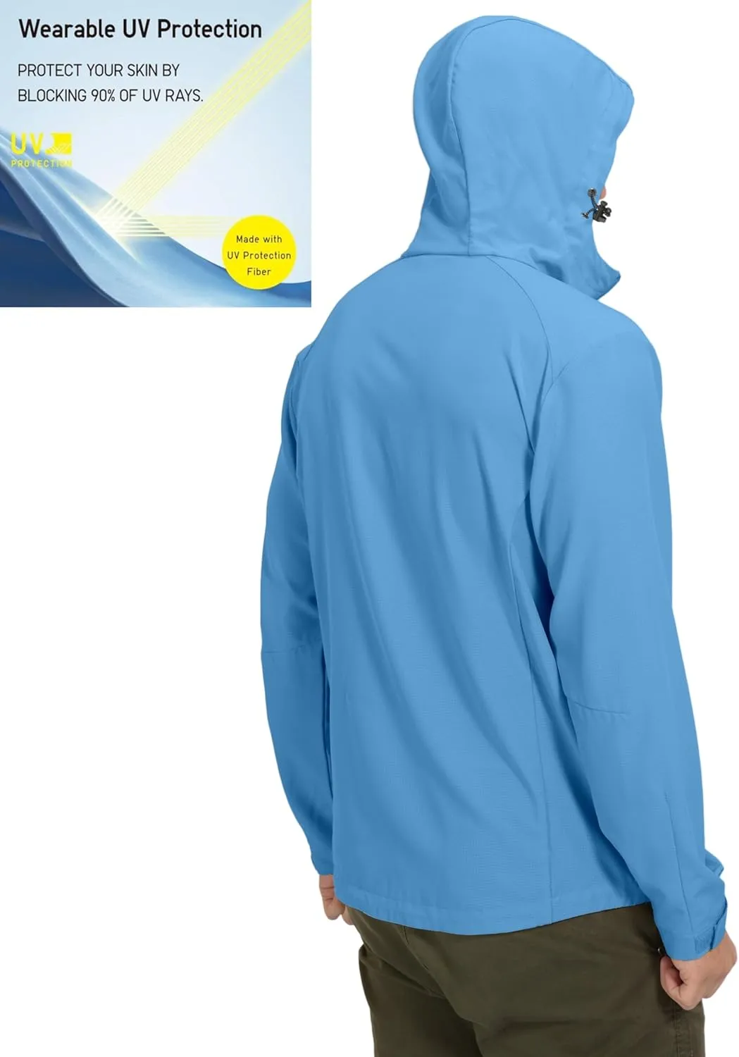 Little Donkey Andy Men's UPF 50  Sun Protection Jackets Stretch Breathable Hoodie Summer Shirts for Hiking