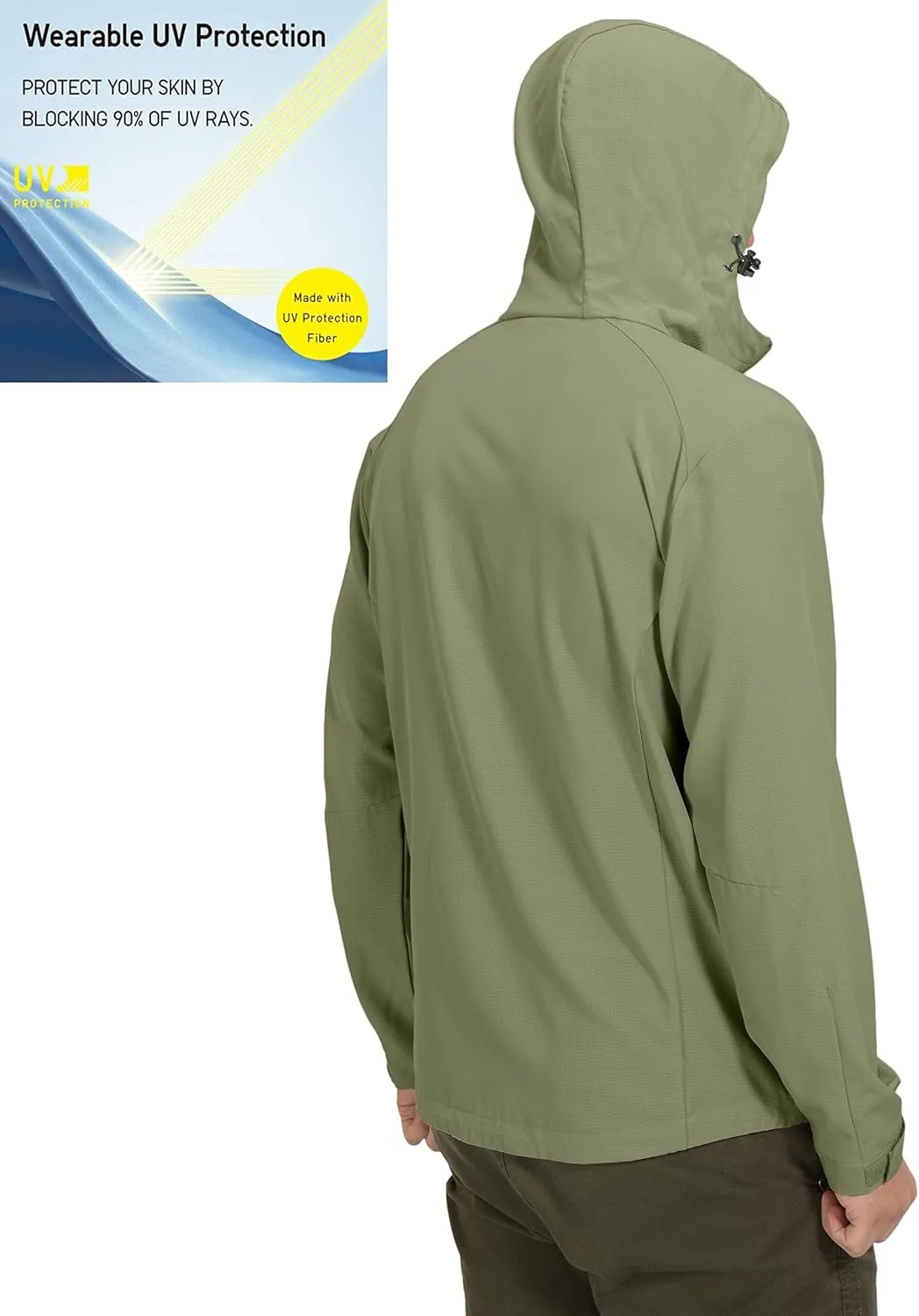 Little Donkey Andy Men's UPF 50  Sun Protection Jackets Stretch Breathable Hoodie Summer Shirts for Hiking