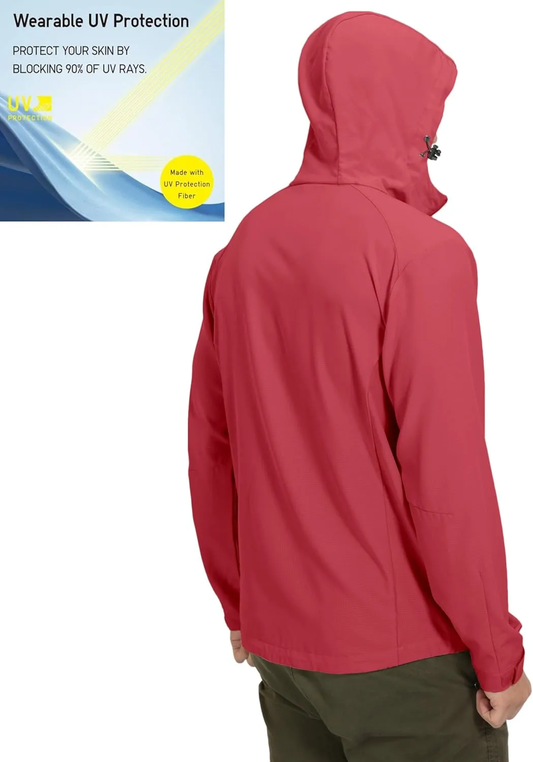 Little Donkey Andy Men's UPF 50  Sun Protection Jackets Stretch Breathable Hoodie Summer Shirts for Hiking