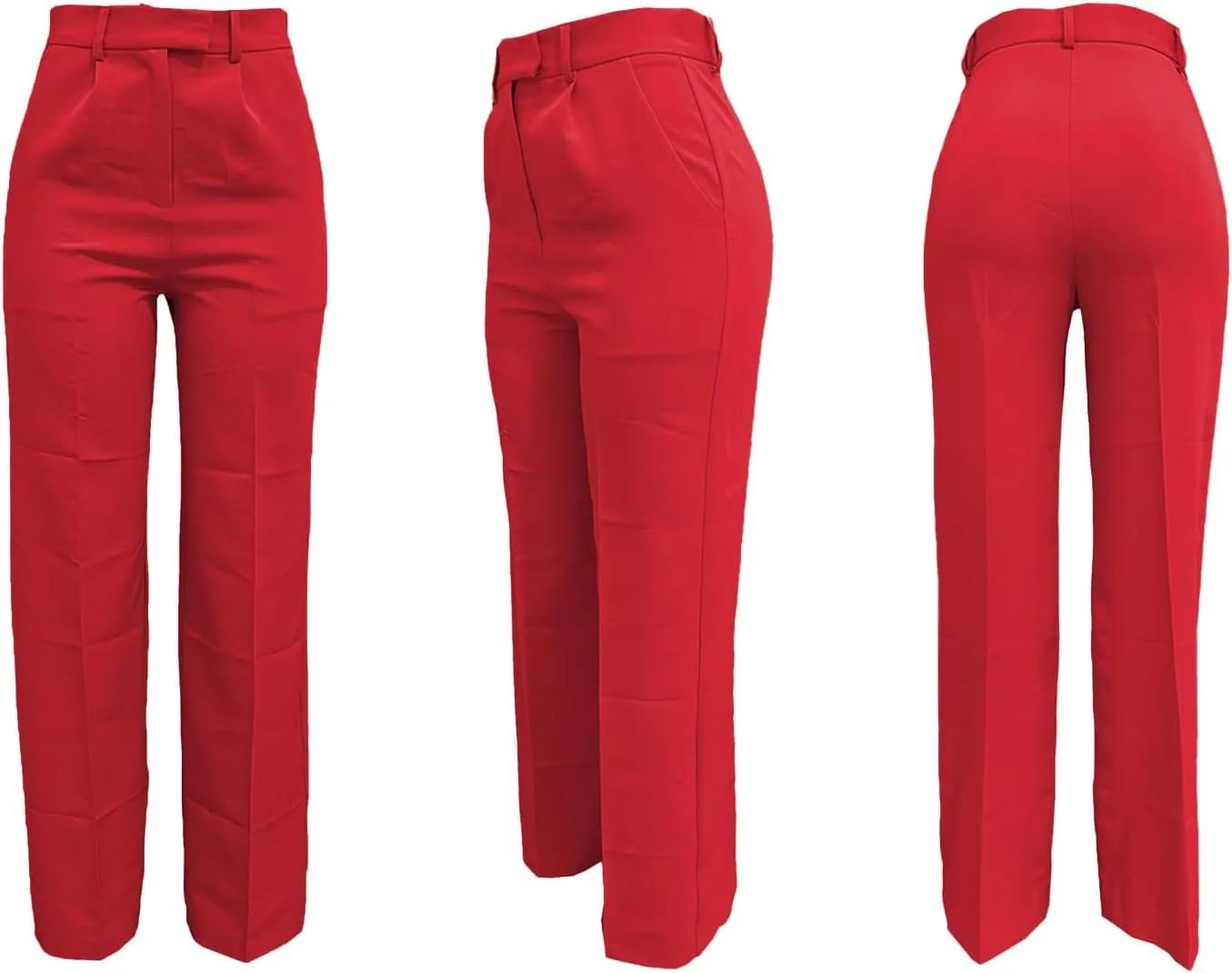 LKOUS Casual Wide Leg Dress Pants Women,High Waisted Work Pant Straight Leg Trousers with Pockets