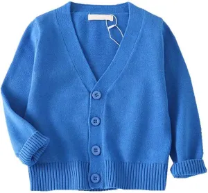 LNICEAR Baby Boys Girls V-Neck Casual Cardigan Sweaters Long Sleeve Button Cotton Solid Color Uniform Knit Tops Outwear