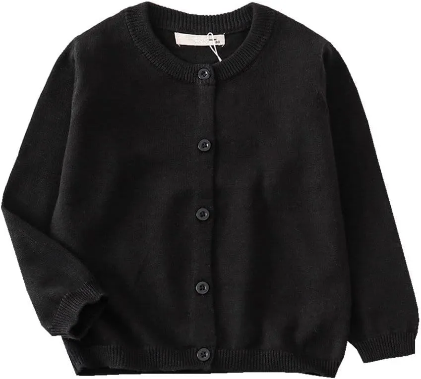 LNICEAR Toddler Boys Girls Crewneck Cardigan Sweaters Long Sleeve Kids Button Cotton School Uniform Knit Tops Outwear