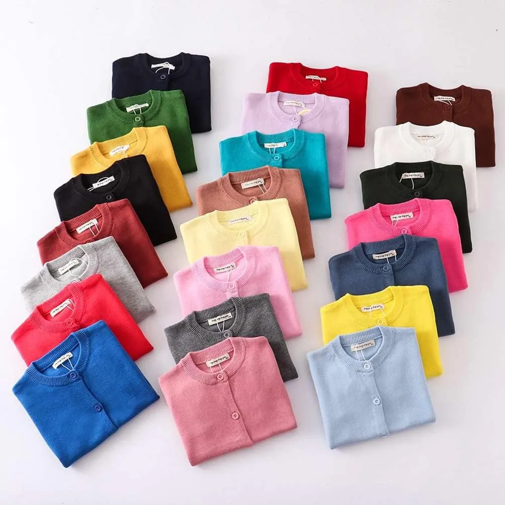 LNICEAR Toddler Boys Girls Crewneck Cardigan Sweaters Long Sleeve Kids Button Cotton School Uniform Knit Tops Outwear
