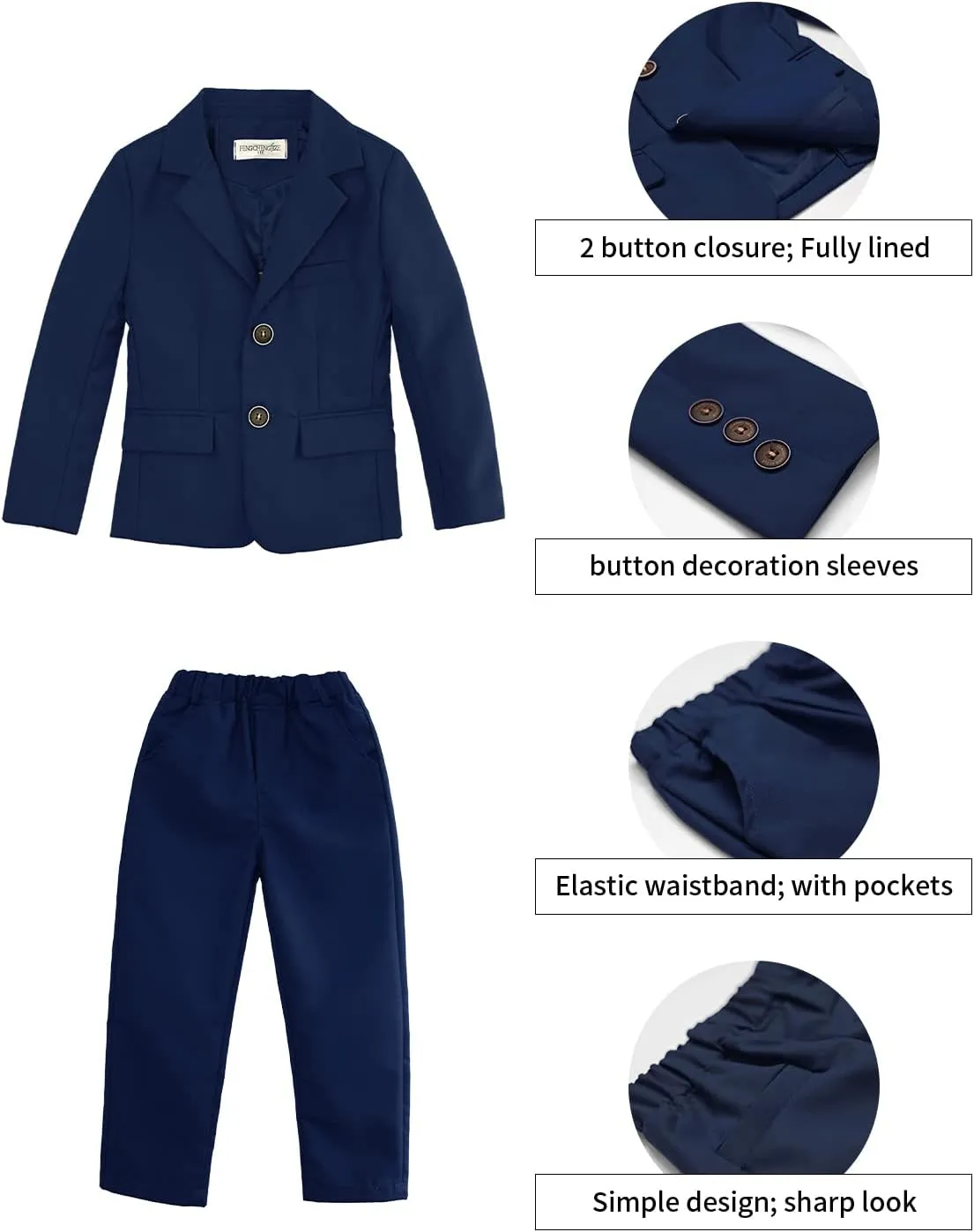 LOLANTA Boys Suit 2PCs Tuxedo Jacket Formal Wedding Ring Bearer Outfit, Birthday Proms Dinner Blazers