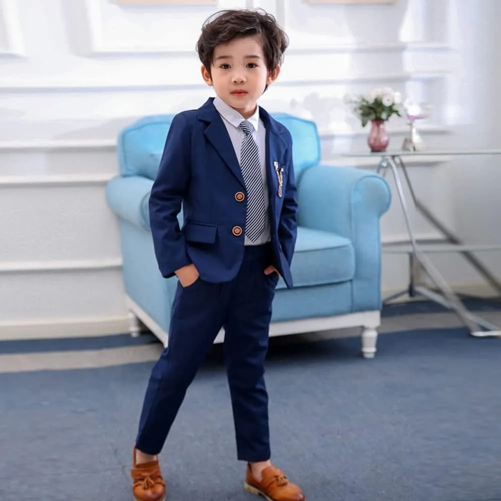 LOLANTA Boys Suit 2PCs Tuxedo Jacket Formal Wedding Ring Bearer Outfit, Birthday Proms Dinner Blazers