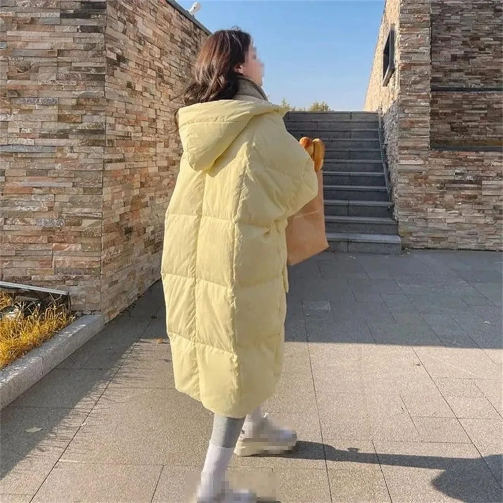Loose Hooded Down Cotton Parkas Thicken Oversize Jackets Long Padded Women's Jacket Simple Winter Warm Coat