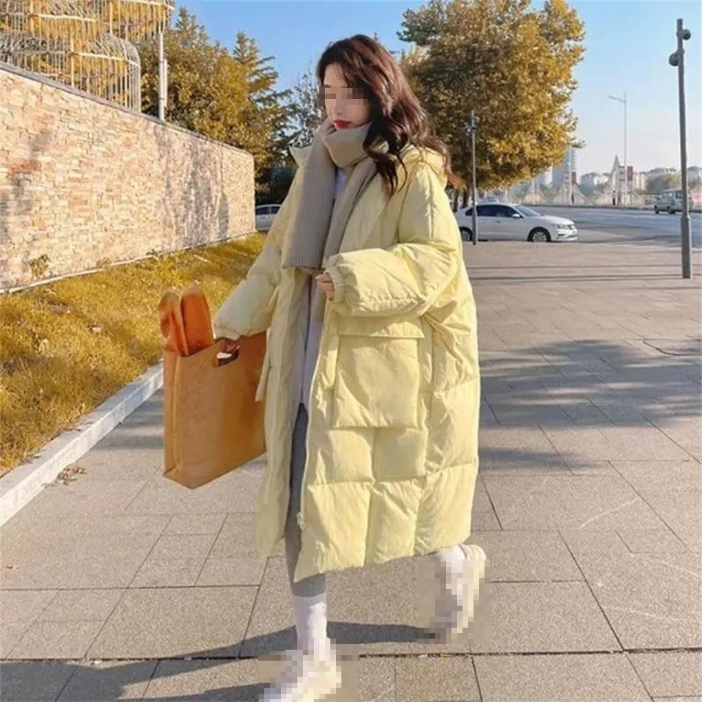 Loose Hooded Down Cotton Parkas Thicken Oversize Jackets Long Padded Women's Jacket Simple Winter Warm Coat