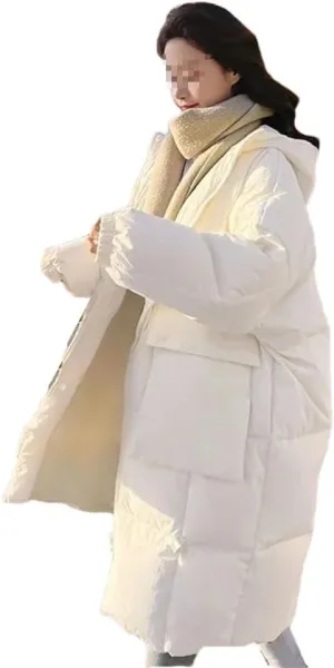 Loose Hooded Down Cotton Parkas Thicken Oversize Jackets Long Padded Women's Jacket Simple Winter Warm Coat