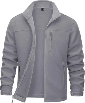 MAGCOMSEN Men's Winter Zip Up Polar Fleece Jacket Athletic Tactical Hiking Outdoor Jackets with 3 Pockets