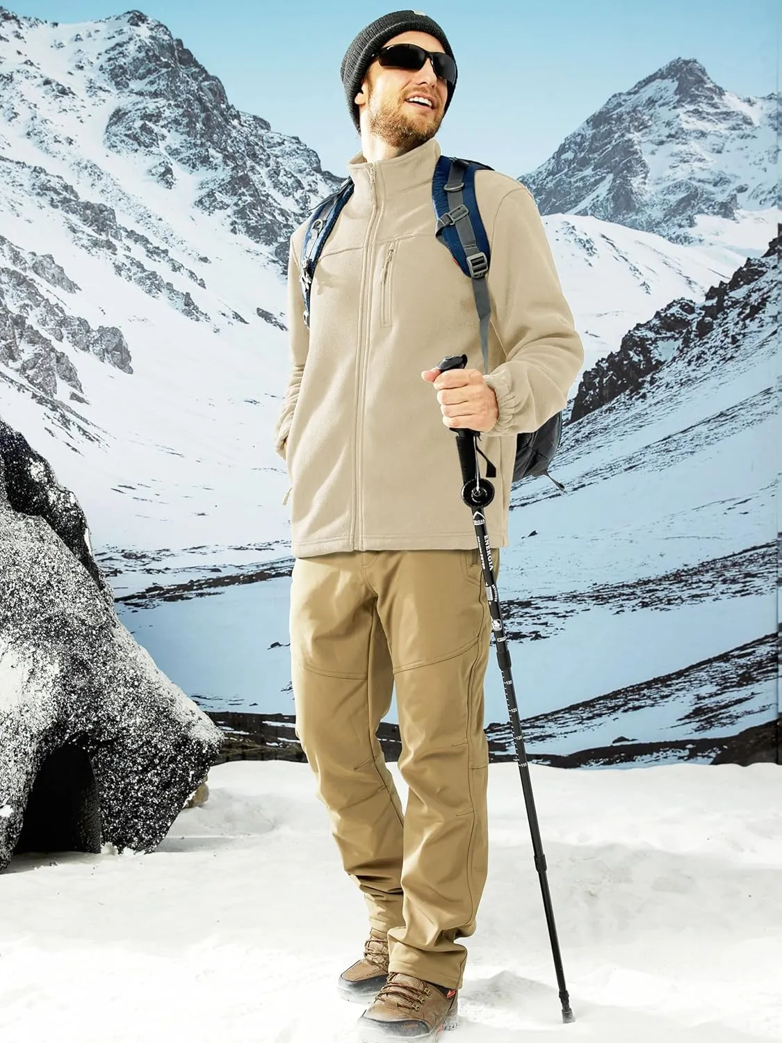 MAGCOMSEN Men's Winter Zip Up Polar Fleece Jacket Athletic Tactical Hiking Outdoor Jackets with 3 Pockets