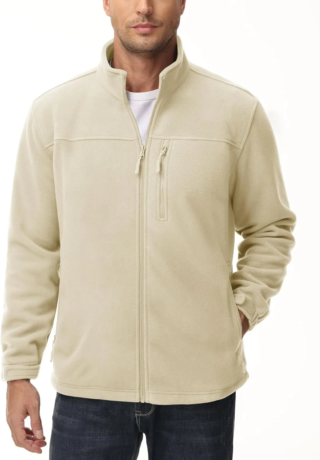 MAGCOMSEN Men's Winter Zip Up Polar Fleece Jacket Athletic Tactical Hiking Outdoor Jackets with 3 Pockets