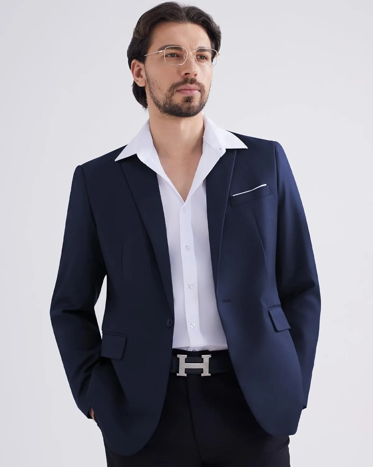 MAGE MALE Men's One Button Blazer Casual Solid Color Suit Jacket Slim Fit Lightweight Sport Coats Blazers