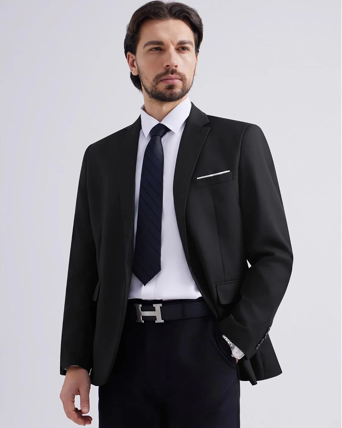 MAGE MALE Men's One Button Blazer Casual Solid Color Suit Jacket Slim Fit Lightweight Sport Coats Blazers