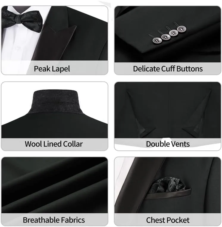 MAGE MALE Men's Tuxedo Jacket Slim Fit One Button Solid Blazer Jacket for Dinner,Prom,Party
