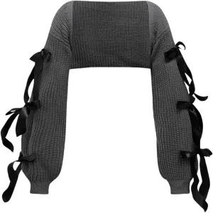 MakeMeChic Women's Plus Size Bolero Shrug Long Sleeve Open Front Bow Knot Cropped Shrug Sweaters Cardigans