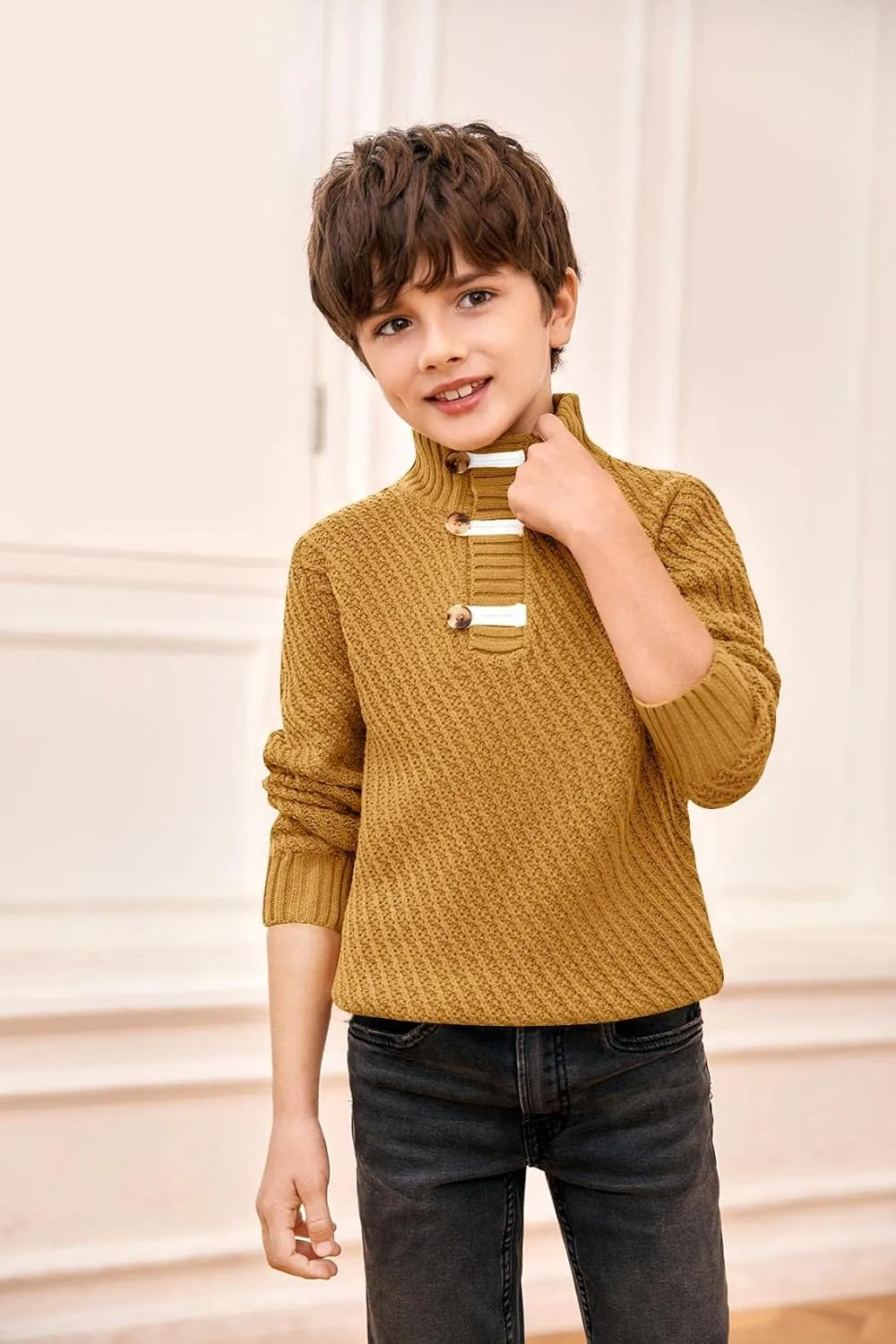 Makkrom Toddler Sweater Baby Boy Girl Turtleneck Cable Knit Sweaters Long Sleeve Christmas Outwear Spring Fall Winter