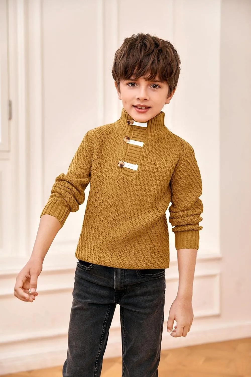 Makkrom Toddler Sweater Baby Boy Girl Turtleneck Cable Knit Sweaters Long Sleeve Christmas Outwear Spring Fall Winter