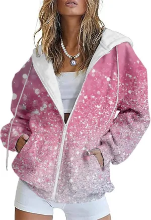 MARSVOVO Valentines Day Cute Love Heart Womens Zip Up Hoodie Fashion Casual Ladies Jacket Long Sleeve Hooded Sweatshirts