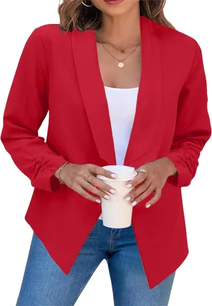 MAYRAIN Womens Summer Lapel Collar Cardigan Jacket Long Sleeve Office Formal Fit Blazers Casual Stretch Outfits Suit