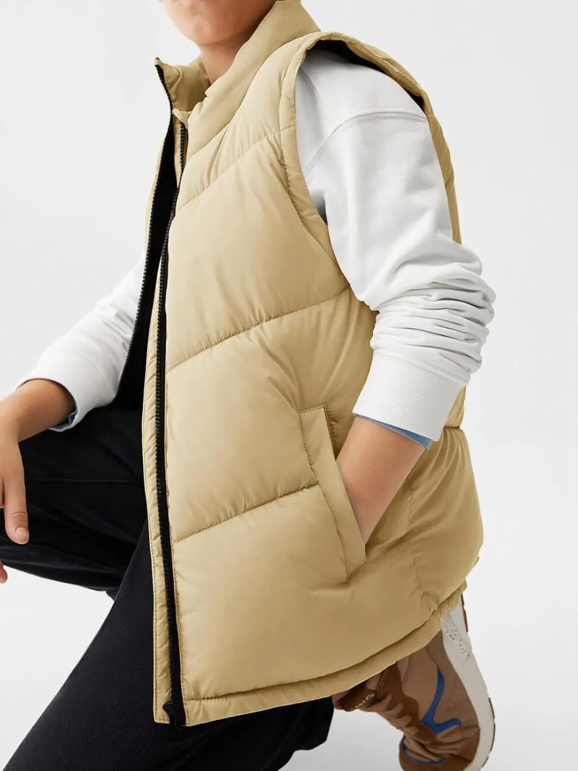 Meikulo Boys Zip Up Puffer Vest Kids Stand Collar Quilted Gilet Sleeveless Jackets Outwear with Pockets