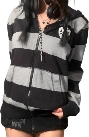 Meiweileya Y2k Womens Zip Up Fairy Grunge Oversized Hoodies Long Sleeve Aesthetic Skeleton Graphic Streetwear Jackets