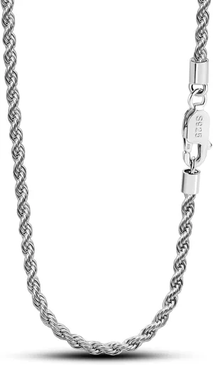 Men 925 Sterling Silver 3mm Twist Rope Chain Necklace Women Diamond Cut Clasp Rope Box Chain 16 "17" 18 "19" 20 "22" 24 "26" 28 "30" Chocker Jewelry Gifts