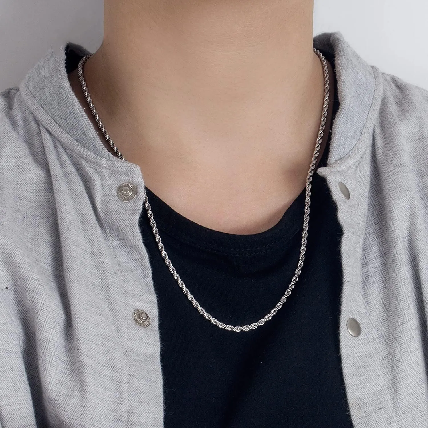 Men 925 Sterling Silver 3mm Twist Rope Chain Necklace Women Diamond Cut Clasp Rope Box Chain 16 "17" 18 "19" 20 "22" 24 "26" 28 "30" Chocker Jewelry Gifts