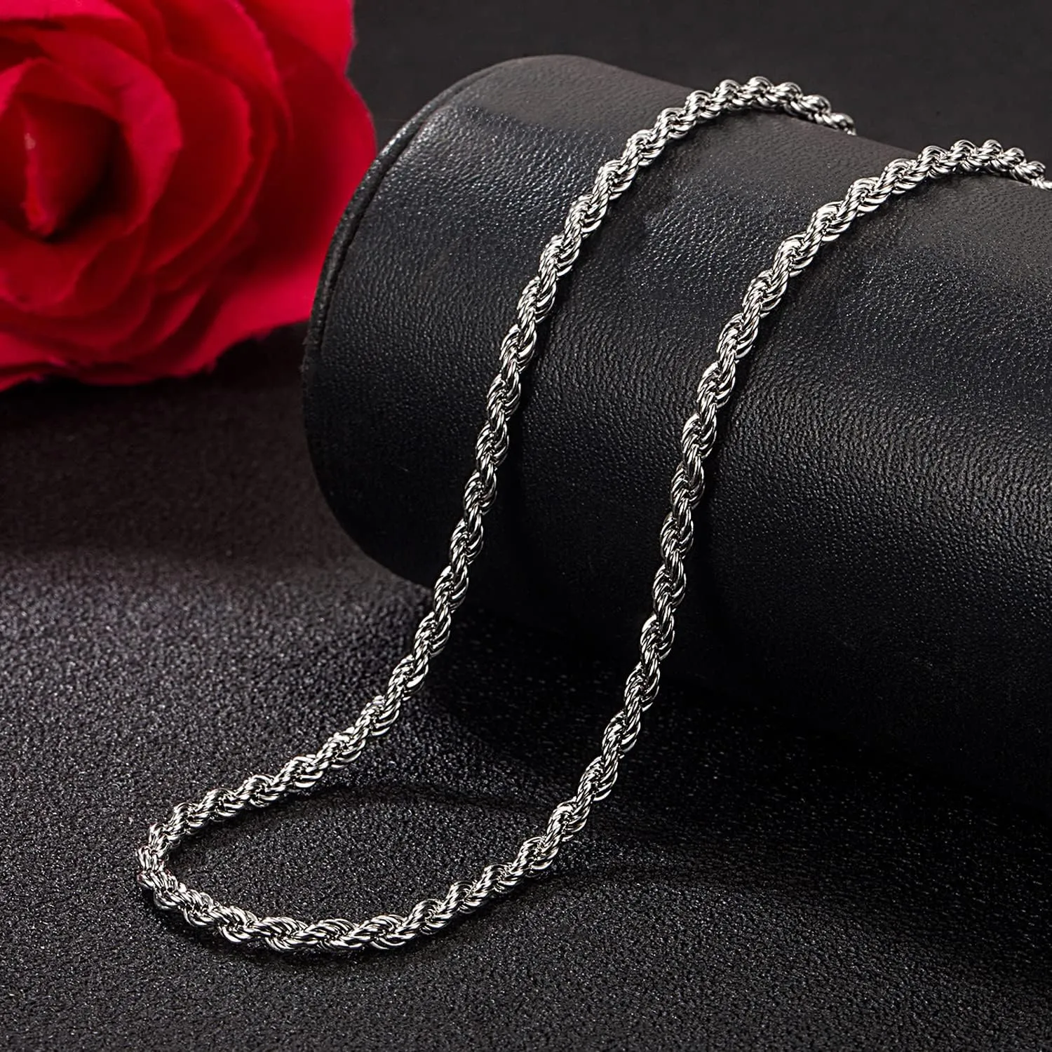 Men 925 Sterling Silver 3mm Twist Rope Chain Necklace Women Diamond Cut Clasp Rope Box Chain 16 "17" 18 "19" 20 "22" 24 "26" 28 "30" Chocker Jewelry Gifts