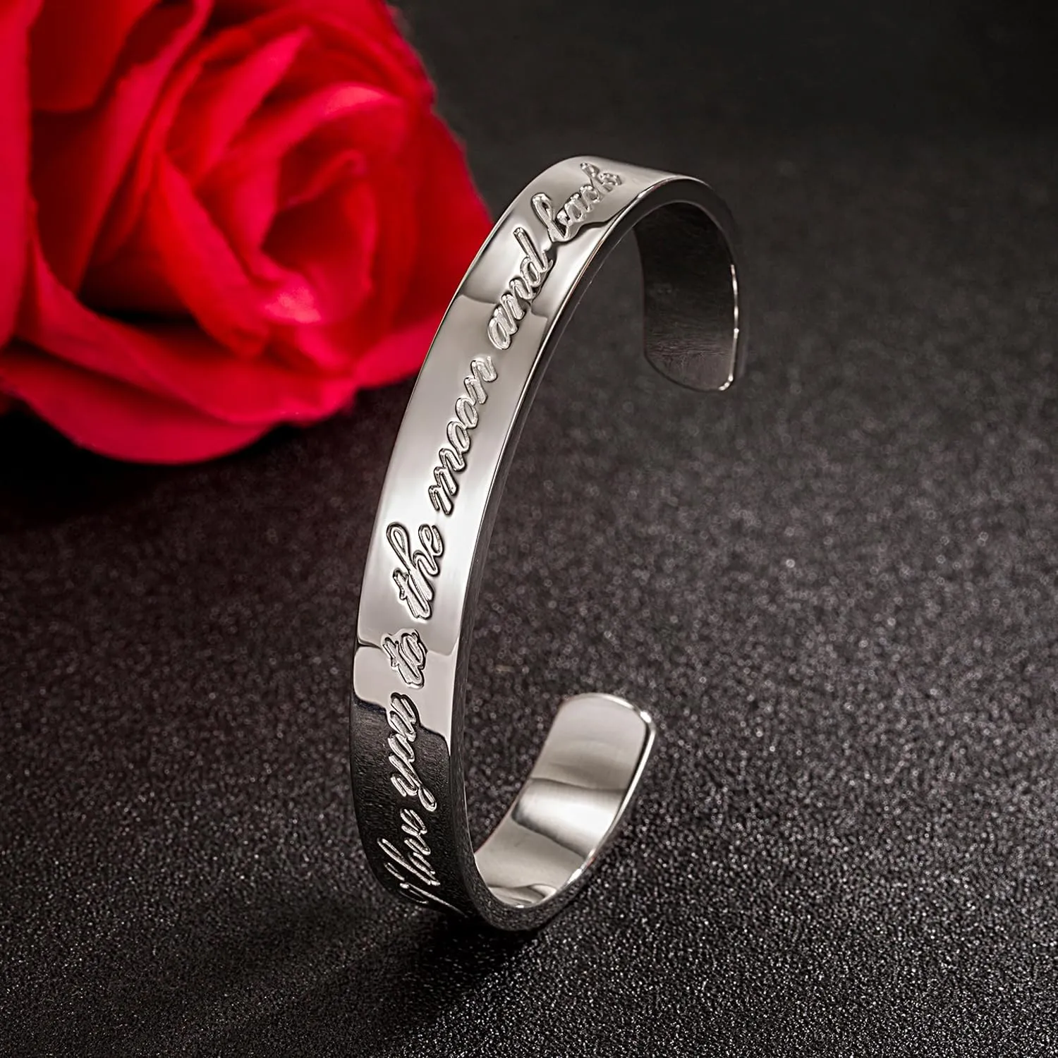 Men & Women 925 Sterling Silver Bangle-Engravable Adjustable Cuff Bracelet -8MM/10MM Couple Bracelet- Unisex Jewelry For Him/Her Gift