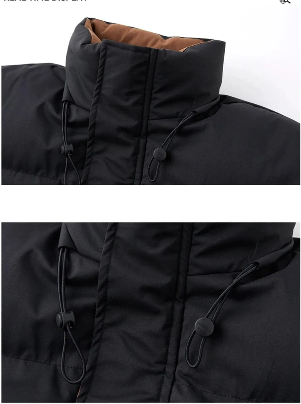 Men Patchwork Thick Puffer Jacket Parka Down Coat Stand Collar Loose Cotton-Padded Jackets