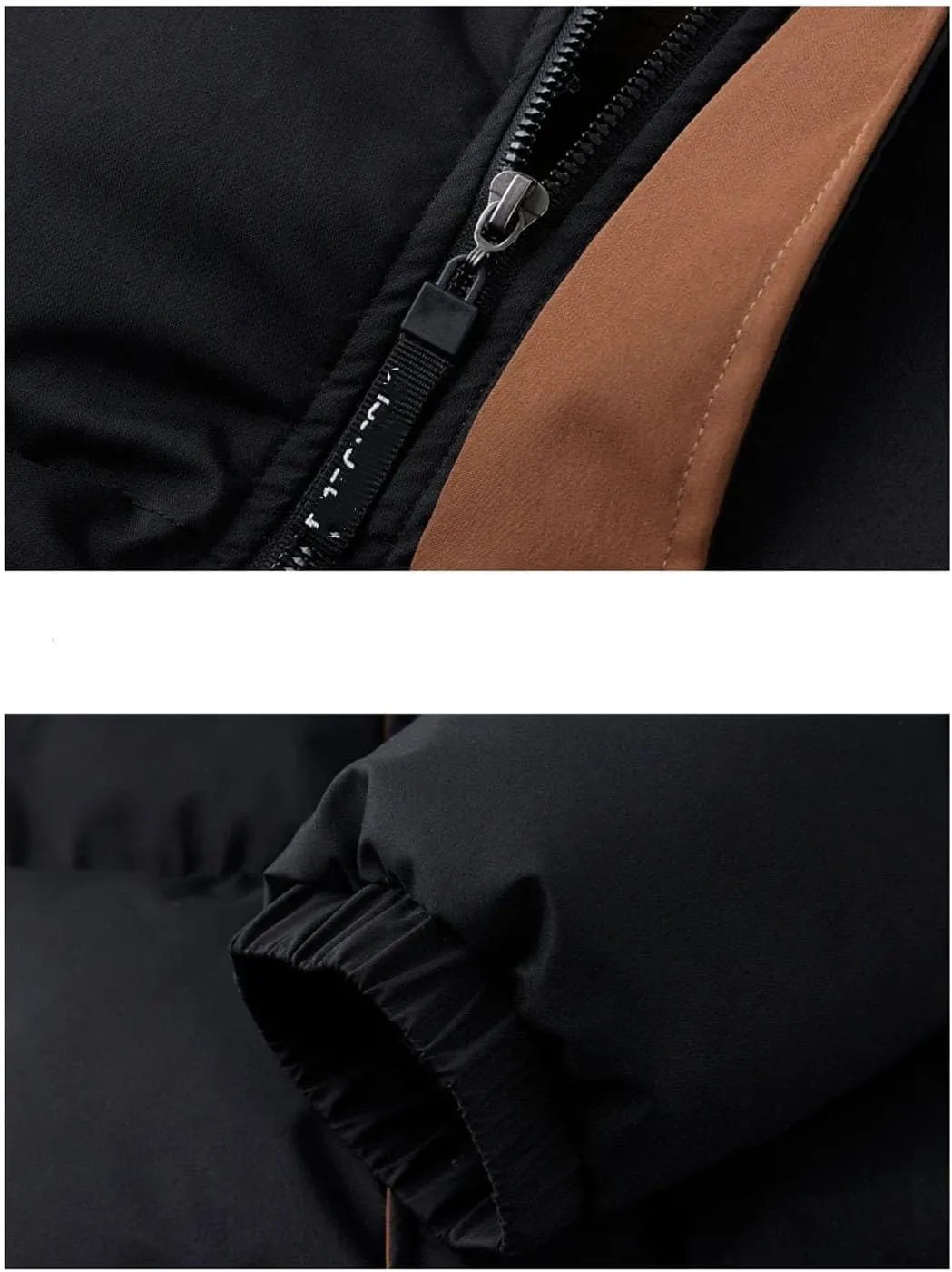 Men Patchwork Thick Puffer Jacket Parka Down Coat Stand Collar Loose Cotton-Padded Jackets