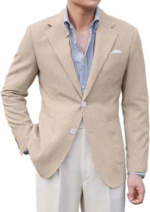 Men Seersucker Sports Jacket Suits Coat Classic Summer Blazer Seersucker Suit for Men Beach Wedding Tuxedo Blazers