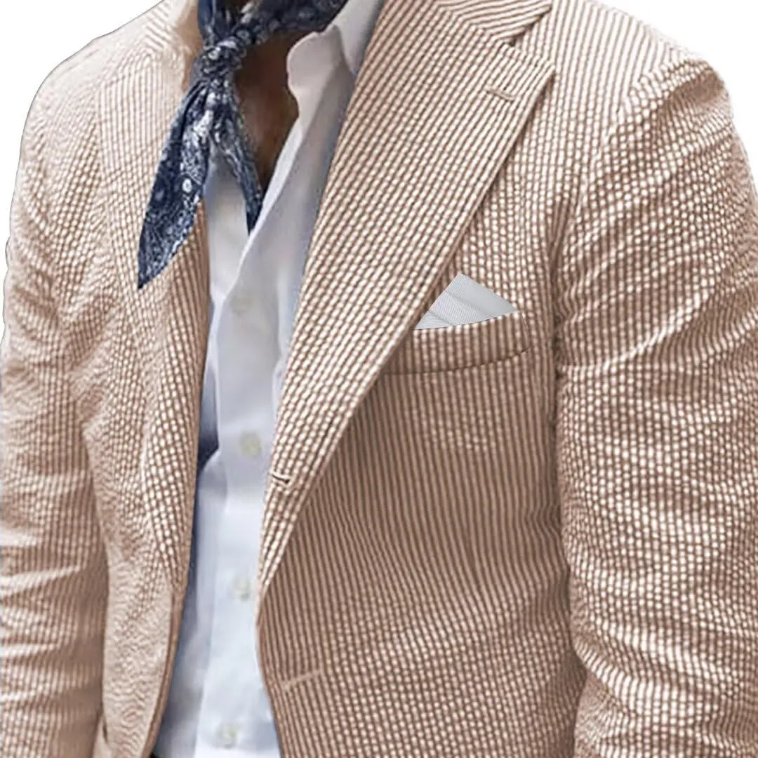 Men Seersucker Sports Jacket Suits Coat Classic Summer Blazer Seersucker Suit for Men Beach Wedding Tuxedo Blazers