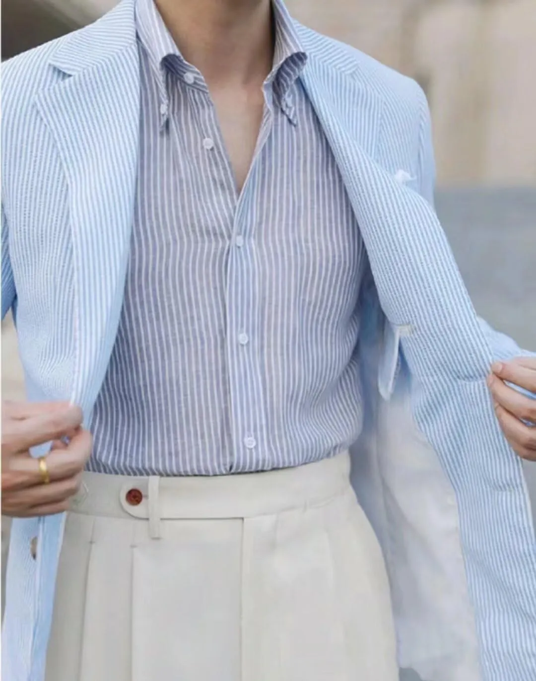 Men Seersucker Sports Jacket Suits Coat Classic Summer Blazer Seersucker Suit for Men Beach Wedding Tuxedo Blazers