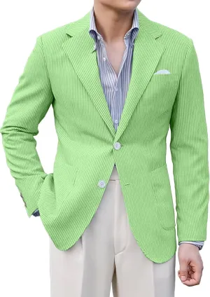 Men Seersucker Sports Jacket Suits Coat Classic Summer Blazer Seersucker Suit for Men Beach Wedding Tuxedo Blazers
