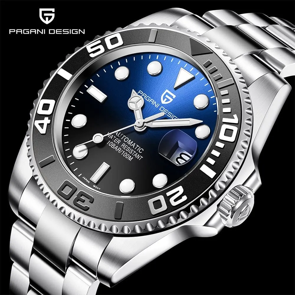 Men Watches Pagani Design Watch for Men Automatic NH35 Mechanical 100M Waterproof Stainless Steel Sapphire Glass Yacht Wristwatch PD-1651