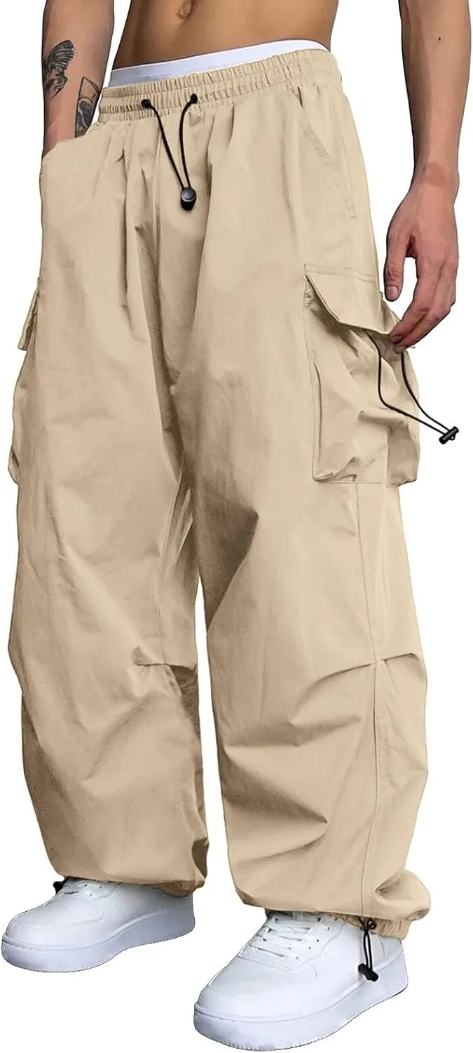 Men's Cargo Pants Casual Stretch Elasticated Waist Pant Combat Work Pant with Pockets