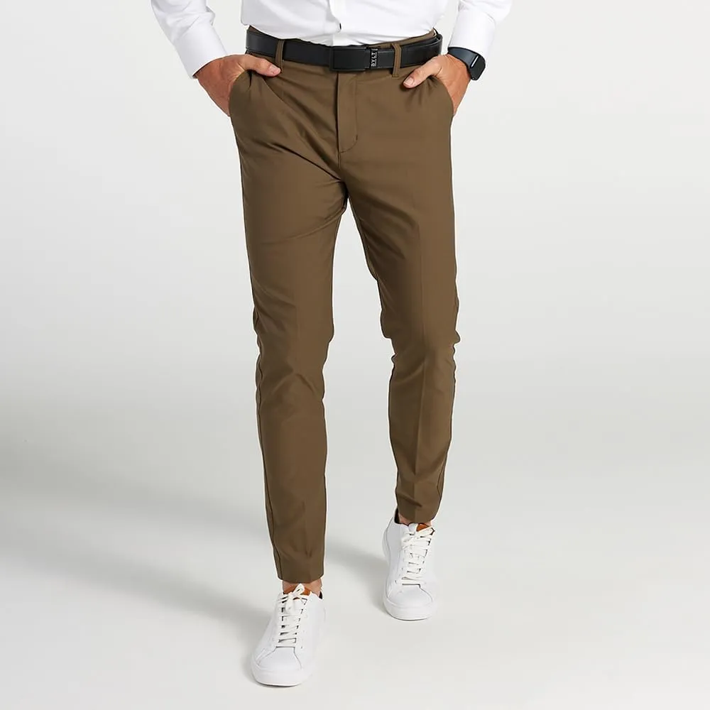 Men's Exec Pants  Tapered Fit Stretch Slacks, Wrinkle Resistant Suit Trousers, Business Casual Office Bottoms for Men